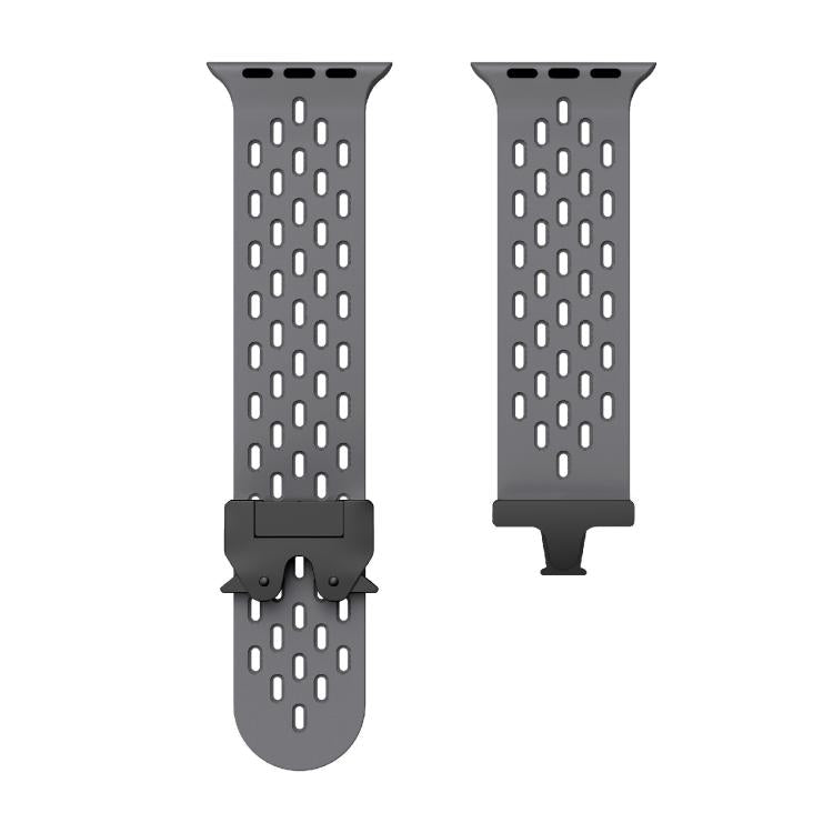 For Apple Watch 42mm / 41mm / 40mm / 38mm Kalebol Mesh Umbrella Buckle Silicone Watch Strap(Space Grey) - Watch Bands by Kalebol | Online Shopping South Africa | PMC TechLife | Buy Now Pay Later Mobicred