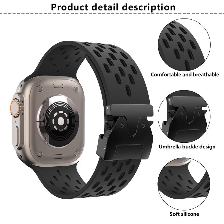 For Apple Watch 46mm / 49mm / 45mm / 44mm Kalebol Mesh Umbrella Buckle Silicone Watch Strap(Starlight) - free shipping - PMC TechLife - Order now!
