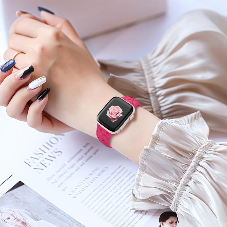 For Apple Watch 46mm / 49mm / 45mm / 44mm Embossed 3D Rose Flower Silicone Watch Band(Starlight) - free shipping - PMc TechLife - Order now!