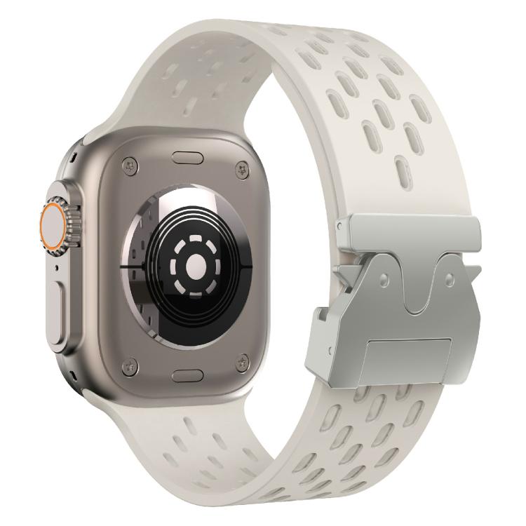 For Apple Watch 46mm / 49mm / 45mm / 44mm Kalebol Mesh Silver Umbrella Buckle Silicone Strap(Starlight) - free shipping - PMC TechLife - Order now!