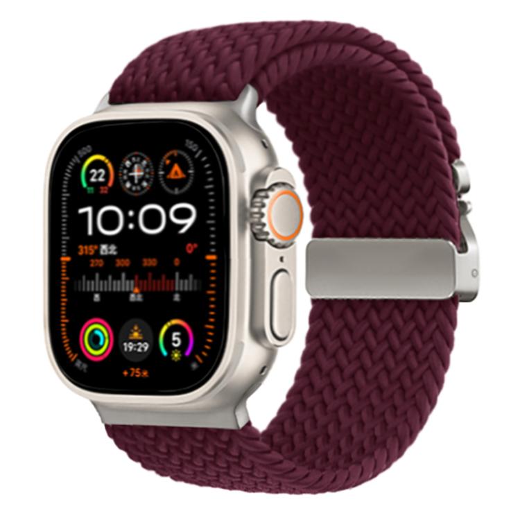 For Apple Watch 42mm / 41mm / 40mm / 38mm Kalebol Wide Umbrella Braided Strap(Wine Red) - Watch Bands by Kalebol | Online Shopping South Africa | PMC TechLife | Buy Now Pay Later Mobicred