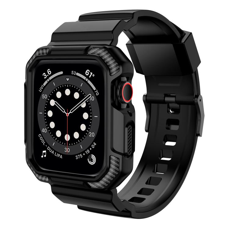 For Apple Watch 46mm / 45mm / 44mm / 42mm VIETAO Carbon Fiber Silicone Strap(Black) - Watch Bands by VIETAO | Online Shopping South Africa | PMc TechLife | Buy Now Pay Later Mobicred