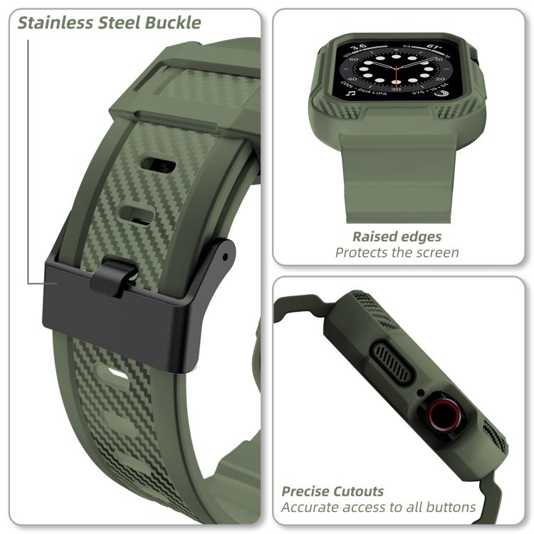 For Apple Watch 46mm / 45mm / 44mm / 42mm VIETAO Carbon Fiber Silicone Strap(Grass Green) - free shipping - PMc TechLife - Order now!