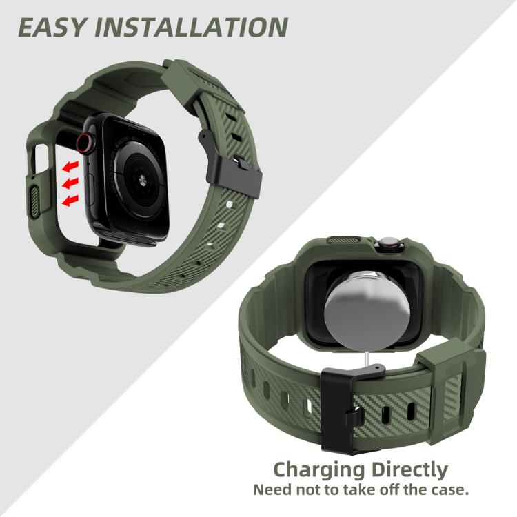 For Apple Watch 42mm / 41mm / 40mm / 38mm VIETAO Carbon Fiber Silicone Strap(Grass Green) - free shipping - PMc TechLife - Order now!