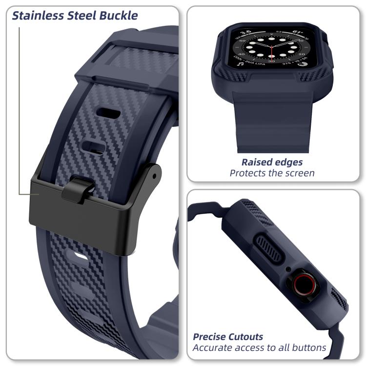 For Apple Watch 42mm / 41mm / 40mm / 38mm VIETAO Carbon Fiber Silicone Strap(Dark Blue) - free shipping - PMc TechLife - Order now!