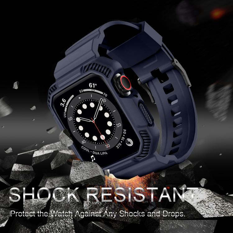 For Apple Watch 42mm / 41mm / 40mm / 38mm VIETAO Carbon Fiber Silicone Strap(Dark Blue) - free shipping - PMc TechLife - Order now!