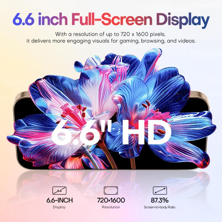 A88 / i16 Pro Max, 2GB+16GB, 6.6 inch Android 8.1 MTK6580A Quad Core, OTG, Network: 3G, Dual SIM, Plug:EU Plug(Titanium White) - free shipping - PMc TechLife - Order now!