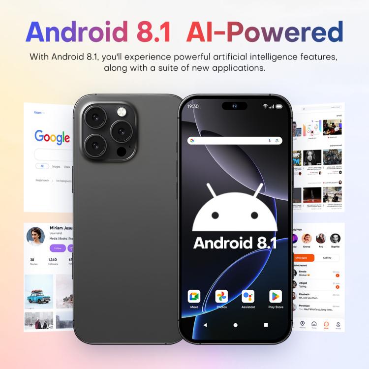 A88 / i16 Pro Max, 2GB+16GB, 6.6 inch Android 8.1 MTK6580A Quad Core, OTG, Network: 3G, Dual SIM, Plug:AU Plug(Titanium Black) - free shipping - PMc TechLife - Order now!