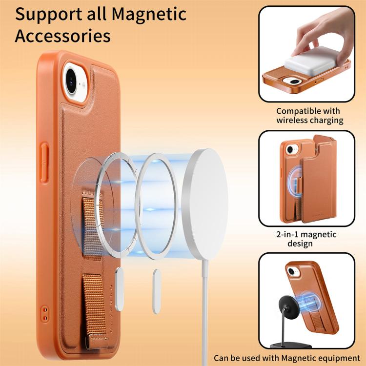 For iPhone 16e CaseNeo Finger Grip Strap MagSafe Leather Phone Case(Brown) - free shipping - PMc TechLife - Order now!