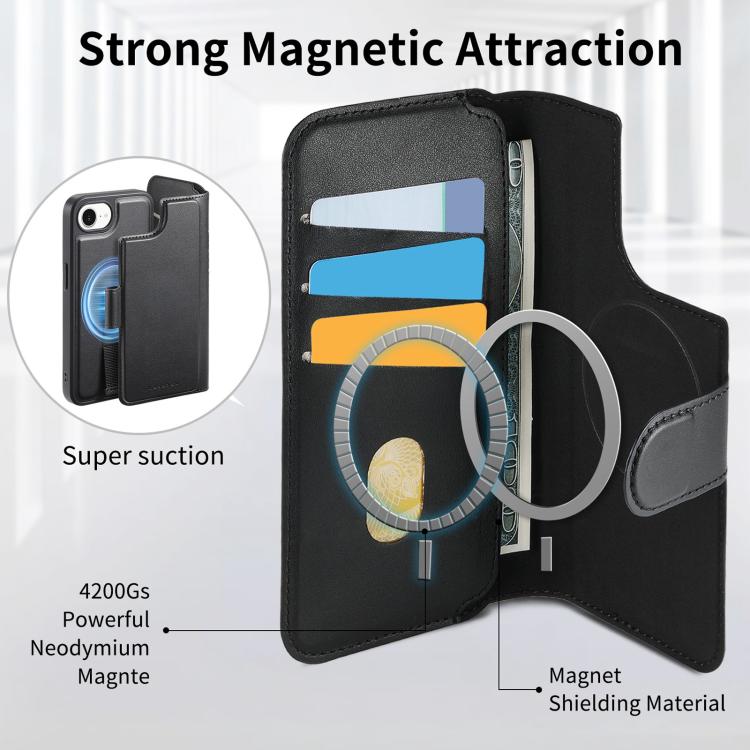 For iPhone 16e CaseNeo Finger Grip Strap MagSafe Leather Phone Case(Black) - free shipping - PMc TechLife - Order now!