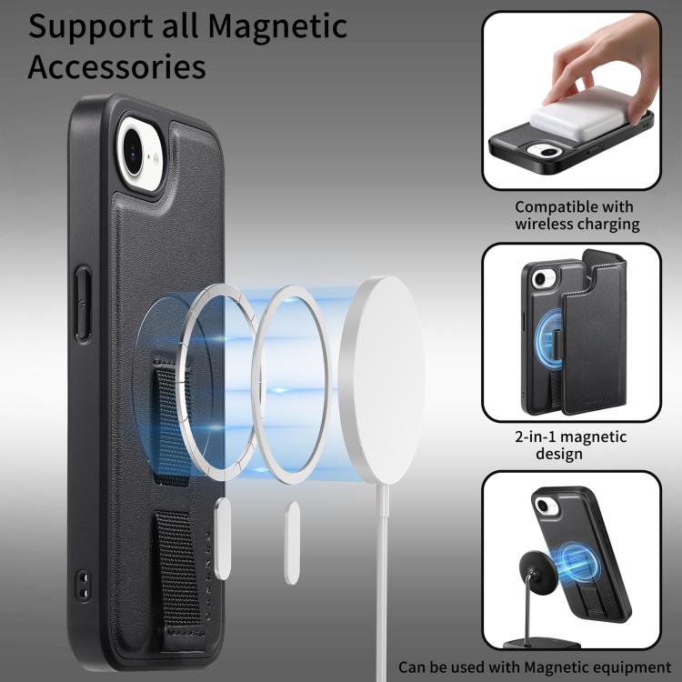 For iPhone 16e CaseNeo Finger Grip Strap MagSafe Leather Phone Case(Black) - free shipping - PMc TechLife - Order now!
