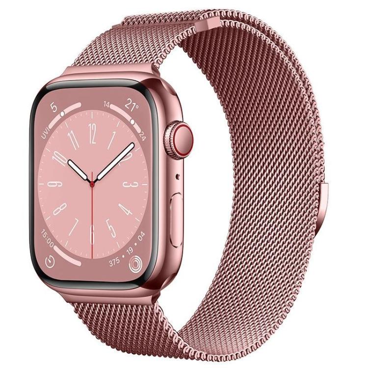 For Apple Watch 46mm / 49mm / 45mm / 44mm Kalebol Semi-circular Milanese Stainless Steel Strap(Rose Pink) - Watch Bands by Kalebol | Online Shopping South Africa | PMC TechLife | Buy Now Pay Later Mobicred