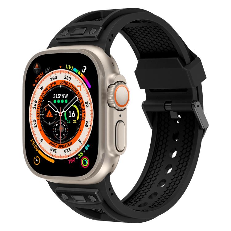 For Apple Watch 46mm / 49mm / 45mm / 44mm Kalebol Honeycomb TPU Black Mesh Strap(Black Black Net) - free shipping - PMC TechLife - Order now!