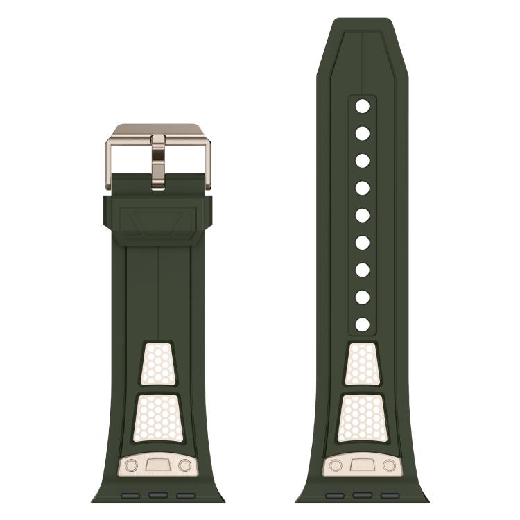 For Apple Watch 46mm / 49mm / 45mm / 44mm Kalebol Honeycomb TPU Titanium Mesh Strap(Army Green Titanium Net) - free shipping - PMC TechLife - Order now!
