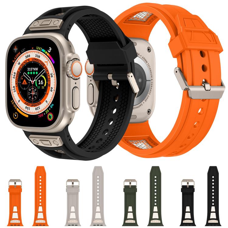 For Apple Watch 46mm / 49mm / 45mm / 44mm Kalebol Honeycomb TPU Titanium Mesh Strap(Army Green Titanium Net) - free shipping - PMC TechLife - Order now!