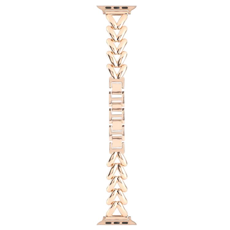 For Apple Watch 46mm / 49mm / 45mm / 44mm Kalebol V-shaped Zinc Alloy Strap(Rose Gold) - free shipping - PMC TechLife - Order now!