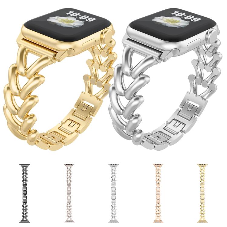 For Apple Watch 42mm / 41mm / 40mm / 38mm Kalebol V-shaped Zinc Alloy Strap(Gold) - free shipping - PMC TechLife - Order now!