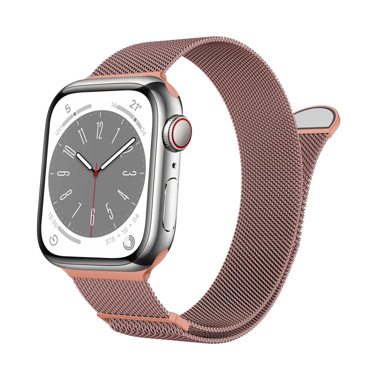 For Apple Watch 46mm / 49mm / 45mm / 44mm Kalebol Semi-round Tail Milan Stainless Steel Strap(Pink Orange) - free shipping - PMC TechLife - Order now!