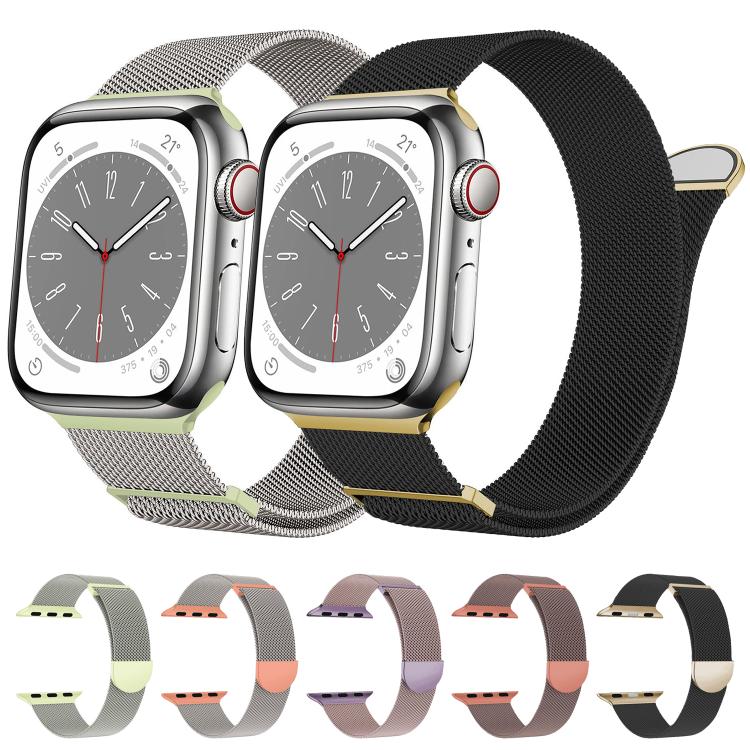 For Apple Watch 42mm / 41mm / 40mm / 38mm Kalebol Semi-round Tail Milan Stainless Steel Strap(Pink Orange) - free shipping - PMC TechLife - Order now!
