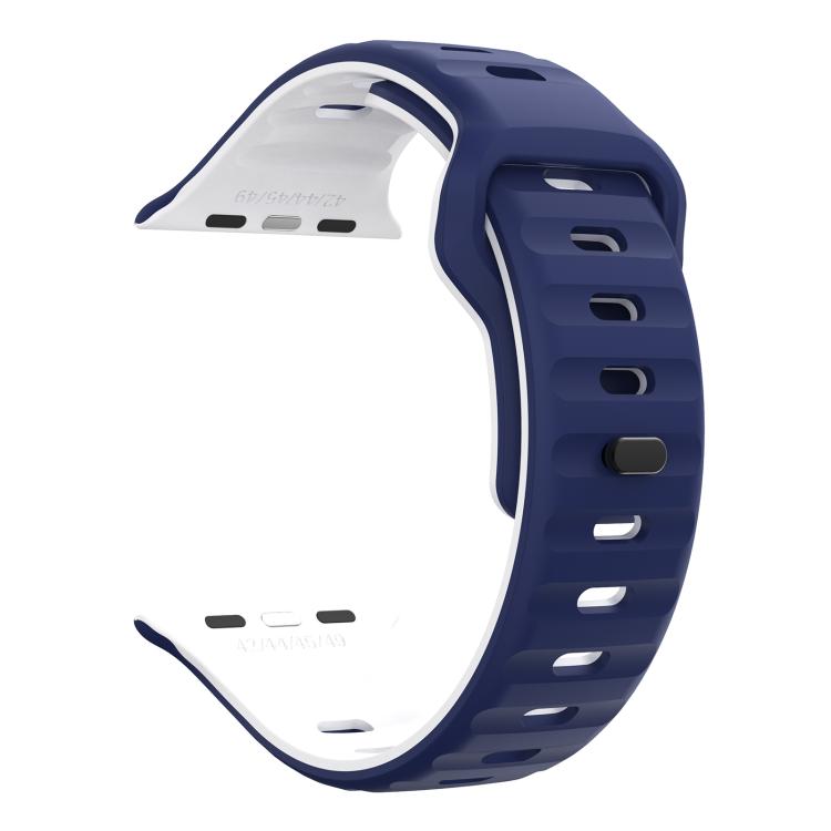 For Apple Watch 46mm / 49mm / 45mm / 44mm Kalebol Wave Reverse Buckle Two-color Silicone Strap(Midnight Blue White) - Watch Bands by Kalebol | Online Shopping South Africa | PMC TechLife | Buy Now Pay Later Mobicred