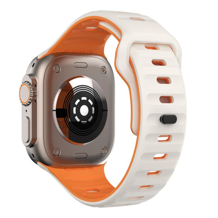 For Apple Watch 46mm / 49mm / 45mm / 44mm Kalebol Wave Reverse Buckle Two-color Silicone Strap(Starlight Orange) - Watch Bands by Kalebol | Online Shopping South Africa | PMC TechLife | Buy Now Pay Later Mobicred