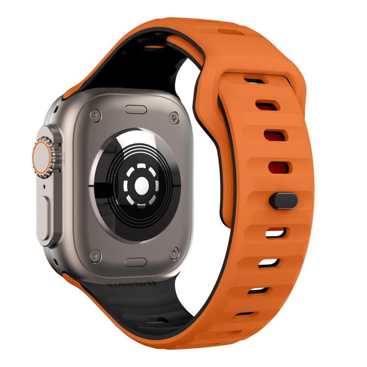 For Apple Watch 42mm / 41mm / 40mm / 38mm Kalebol Wave Reverse Buckle Two-color Silicone Strap(Orange Black) - Watch Bands by Kalebol | Online Shopping South Africa | PMC TechLife | Buy Now Pay Later Mobicred