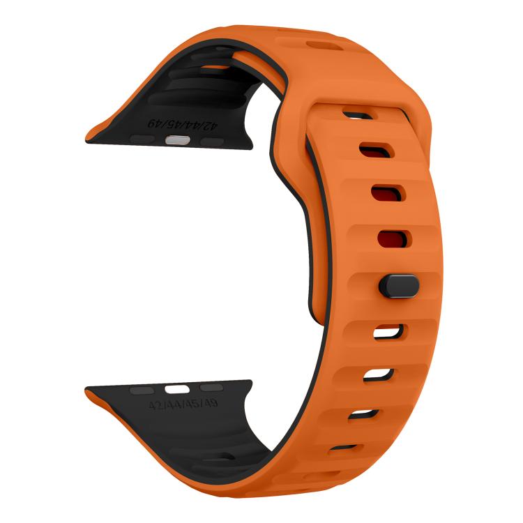 For Apple Watch 42mm / 41mm / 40mm / 38mm Kalebol Wave Reverse Buckle Two-color Silicone Strap(Orange Black) - Watch Bands by Kalebol | Online Shopping South Africa | PMC TechLife | Buy Now Pay Later Mobicred