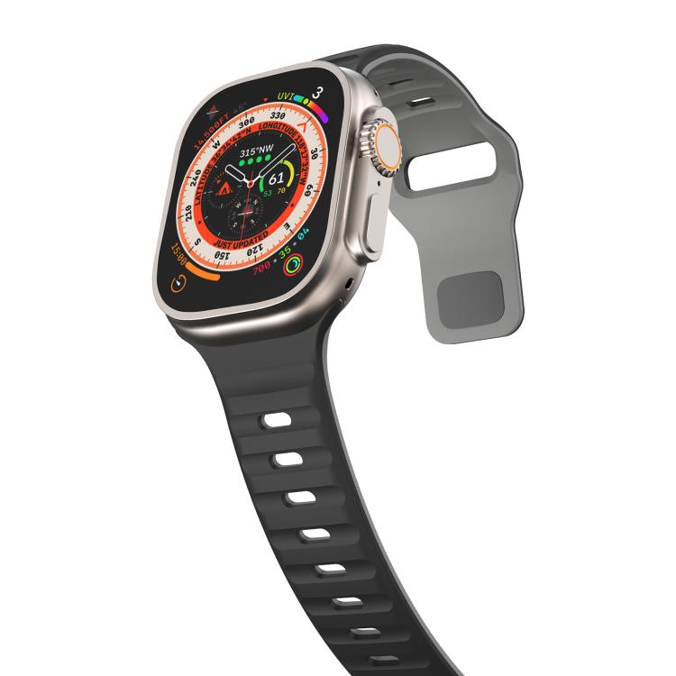 For Apple Watch 42mm / 41mm / 40mm / 38mm Kalebol Wave Reverse Buckle Two-color Silicone Strap(Black Grey) - Watch Bands by Kalebol | Online Shopping South Africa | PMC TechLife | Buy Now Pay Later Mobicred