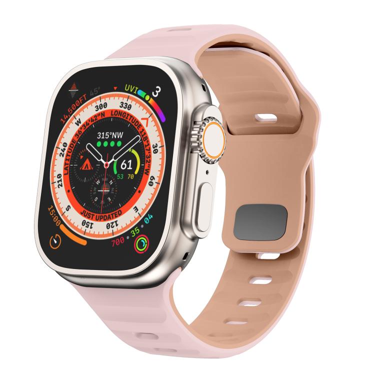 For Apple Watch 42mm / 41mm / 40mm / 38mm Kalebol Wave Reverse Buckle Two-color Silicone Strap(Oxford Pink Rose Grey) - Watch Bands by Kalebol | Online Shopping South Africa | PMC TechLife | Buy Now Pay Later Mobicred