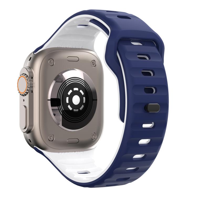 For Apple Watch 42mm / 41mm / 40mm / 38mm Kalebol Wave Reverse Buckle Two-color Silicone Strap(Midnight Blue White) - Watch Bands by Kalebol | Online Shopping South Africa | PMC TechLife | Buy Now Pay Later Mobicred