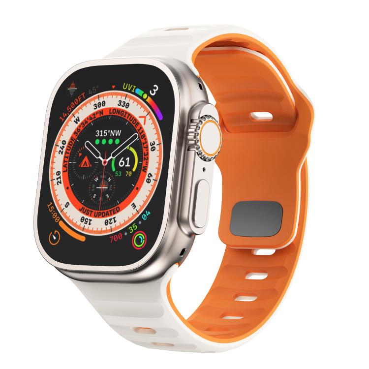 For Apple Watch 42mm / 41mm / 40mm / 38mm Kalebol Wave Reverse Buckle Two-color Silicone Strap(Starlight Orange) - Watch Bands by Kalebol | Online Shopping South Africa | PMC TechLife | Buy Now Pay Later Mobicred