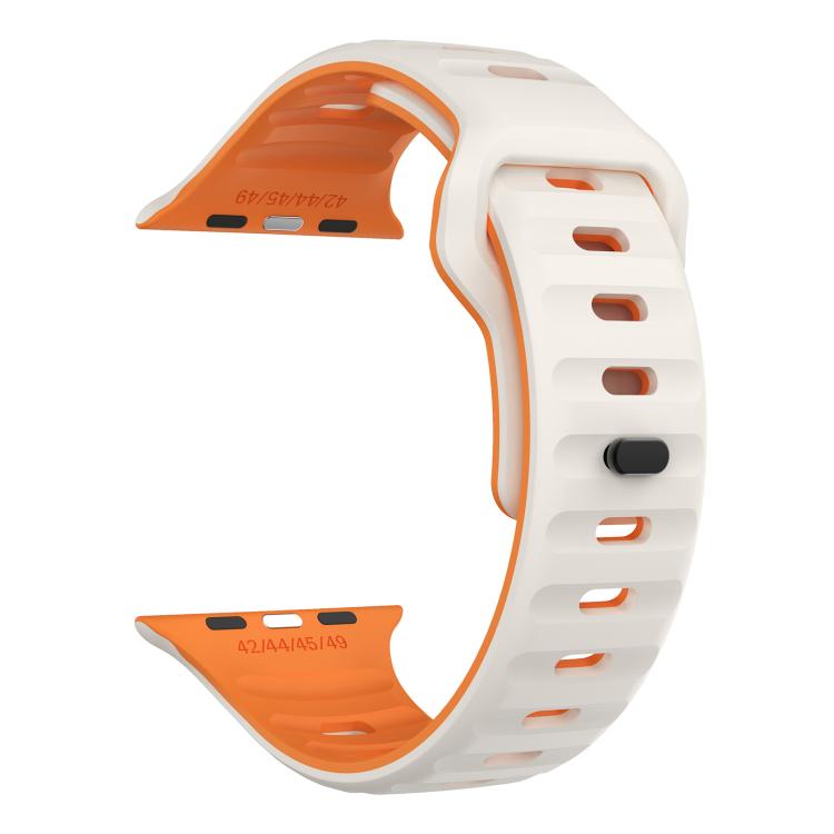 For Apple Watch 42mm / 41mm / 40mm / 38mm Kalebol Wave Reverse Buckle Two-color Silicone Strap(Starlight Orange) - Watch Bands by Kalebol | Online Shopping South Africa | PMC TechLife | Buy Now Pay Later Mobicred