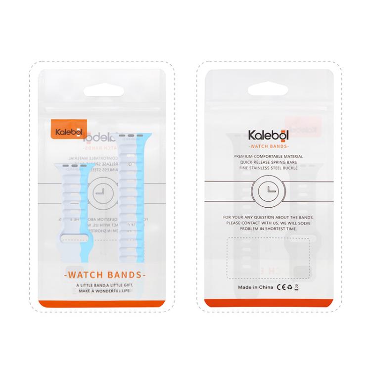 For Apple Watch 42mm / 41mm / 40mm / 38mm Kalebol Wave Reverse Buckle Two-color Silicone Strap(Black Grey) - Watch Bands by Kalebol | Online Shopping South Africa | PMC TechLife | Buy Now Pay Later Mobicred