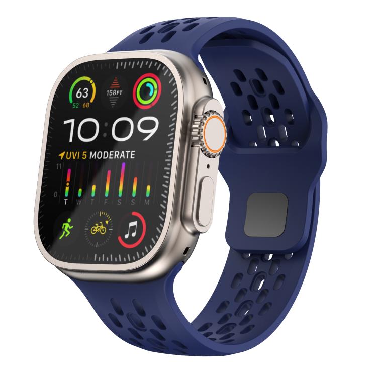 For Apple Watch 46mm / 49mm / 45mm / 44mm Kalebol Mesh Reverse Buckle Silicone Strap(Midnight Blue) - Watch Bands by Kalebol | Online Shopping South Africa | PMC TechLife | Buy Now Pay Later Mobicred