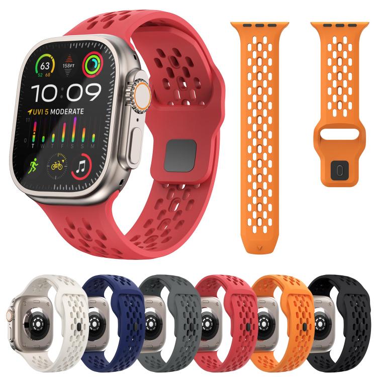 For Apple Watch 46mm / 49mm / 45mm / 44mm Kalebol Mesh Reverse Buckle Silicone Strap(Orange) - Watch Bands by Kalebol | Online Shopping South Africa | PMC TechLife | Buy Now Pay Later Mobicred