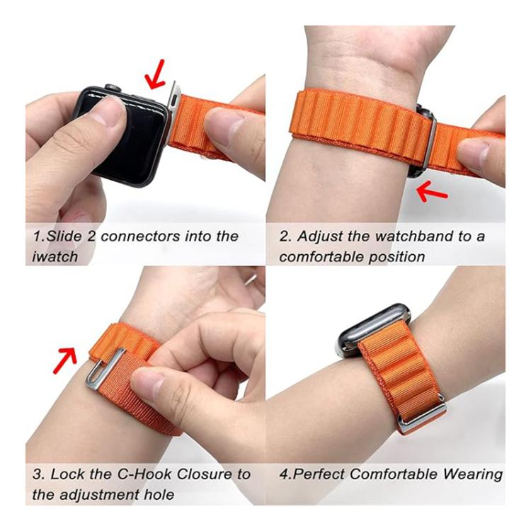 For Apple Watch 42mm / 41mm / 40mm / 38mm Kalebol Aline Nylon Loop Watch Band(Orange) - Watch Bands by Kalebol | Online Shopping South Africa | PMC TechLife | Buy Now Pay Later Mobicred