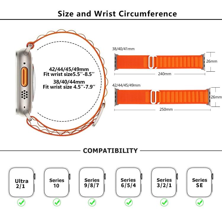 For Apple Watch 42mm / 41mm / 40mm / 38mm Kalebol Aline Nylon Loop Watch Band(Orange) - Watch Bands by Kalebol | Online Shopping South Africa | PMC TechLife | Buy Now Pay Later Mobicred