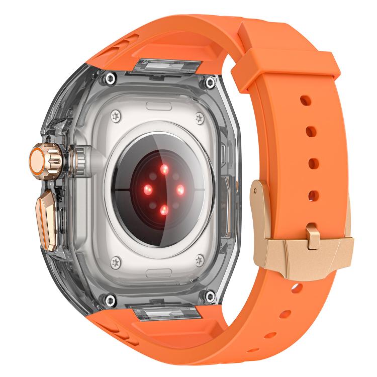 For Apple Watch 42mm / 41mm / 40mm / 38mm Kalebol Glacier Integrated Transparent Silicone Strap(Orange Transparent Black) - free shipping - PMC TechLife - Order now!
