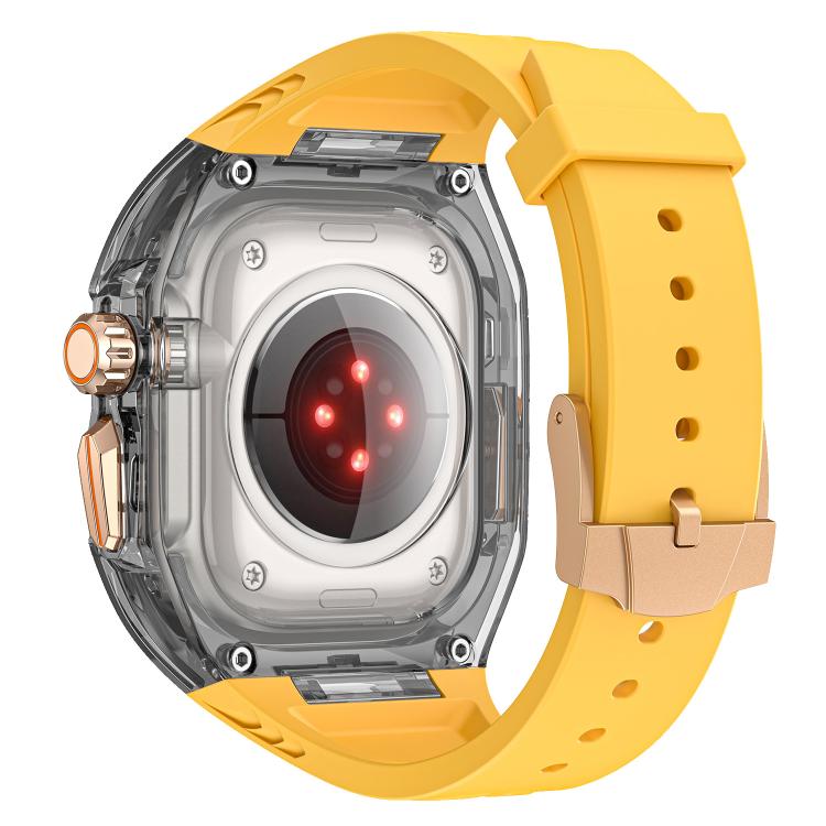 For Apple Watch 42mm / 41mm / 40mm / 38mm Kalebol Glacier Integrated Transparent Silicone Strap(Yellow Transparent Black) - Watch Bands by Kalebol | Online Shopping South Africa | PMC TechLife | Buy Now Pay Later Mobicred