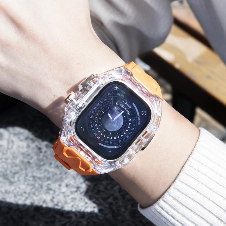 For Apple Watch Ultra 2 / 1 49mm Kalebol Glacier Integrated Transparent Silicone Strap(Orange Transparent) - free shipping - PMC TechLife - Order now!