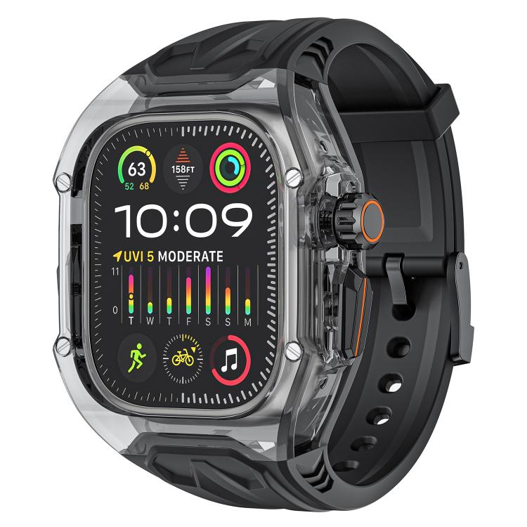 For Apple Watch Ultra 2 / 1 49mm Kalebol Glacier Integrated Transparent Silicone Strap(Black Transparent Black) - Watch Bands by Kalebol | Online Shopping South Africa | PMC TechLife | Buy Now Pay Later Mobicred