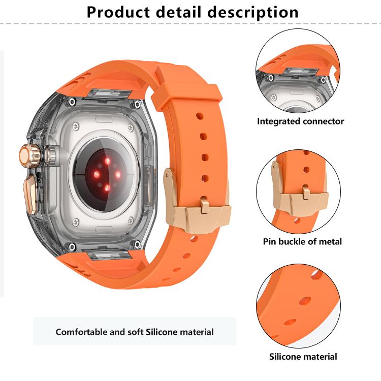 For Apple Watch 42mm / 41mm / 40mm / 38mm Kalebol Glacier Integrated Transparent Silicone Strap(Red Transparent Black) - free shipping - PMC TechLife - Order now!