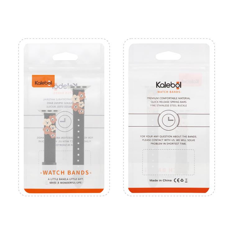 For Apple Watch 42mm / 41mm / 40mm / 38mm Kalebol Studded Flower Leather Strap(Milk Apricot) - free shipping - PMC TechLife - Order now!