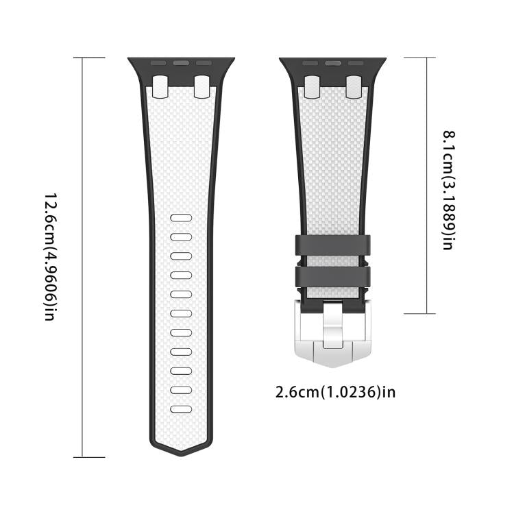 For Apple Watch 46mm / 49mm / 45mm / 44mm Kalebol Farmhouse Oak Silicone Strap(Black + White) - Watch Bands by Kalebol | Online Shopping South Africa | PMC TechLife | Buy Now Pay Later Mobicred