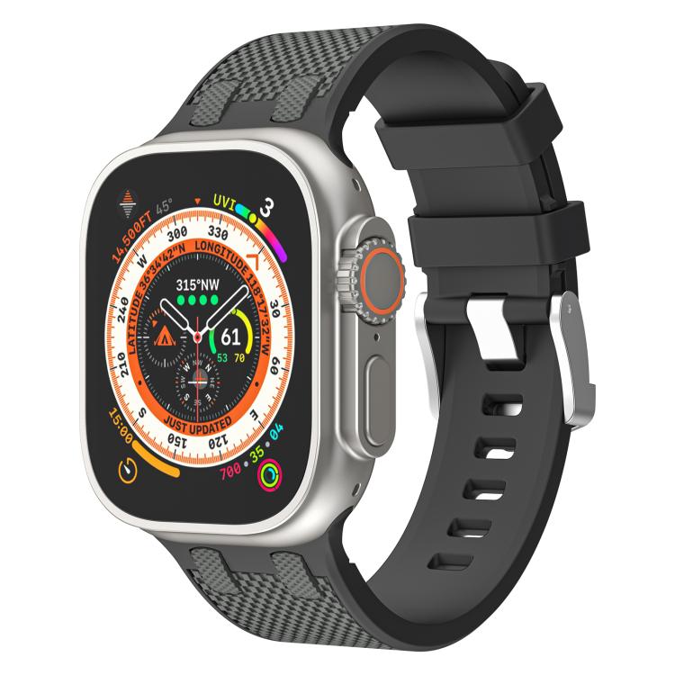 For Apple Watch 42mm / 41mm / 40mm / 38mm Kalebol Farmhouse Oak Silicone Strap(Black + Coal Grey) - free shipping - PMC TechLife - Order now!