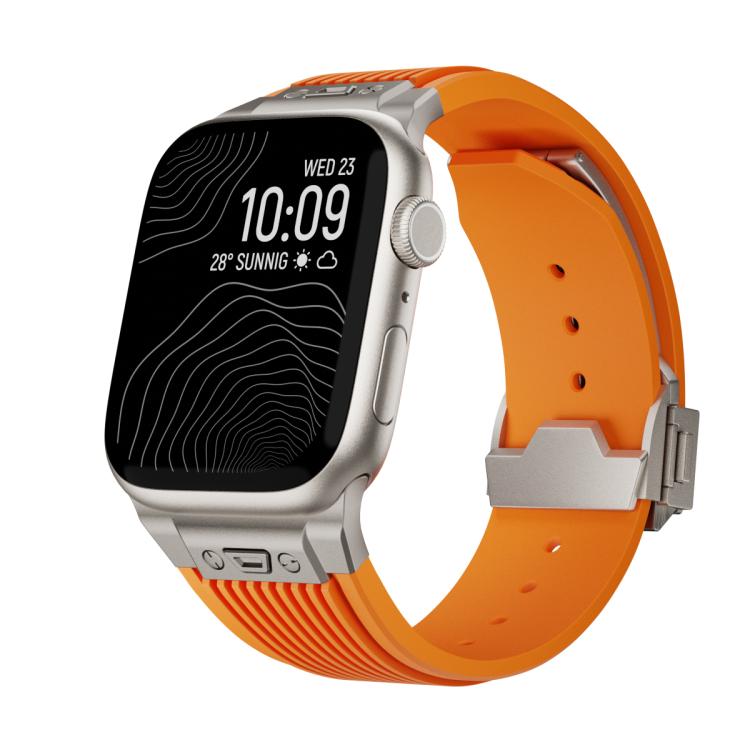For Apple Watch 42mm / 41mm / 40mm / 38mm Kalebol High Elasticity L-shaped Nail Silicone Strap(Orange) - Watch Bands by Kalebol | Online Shopping South Africa | PMC TechLife | Buy Now Pay Later Mobicred