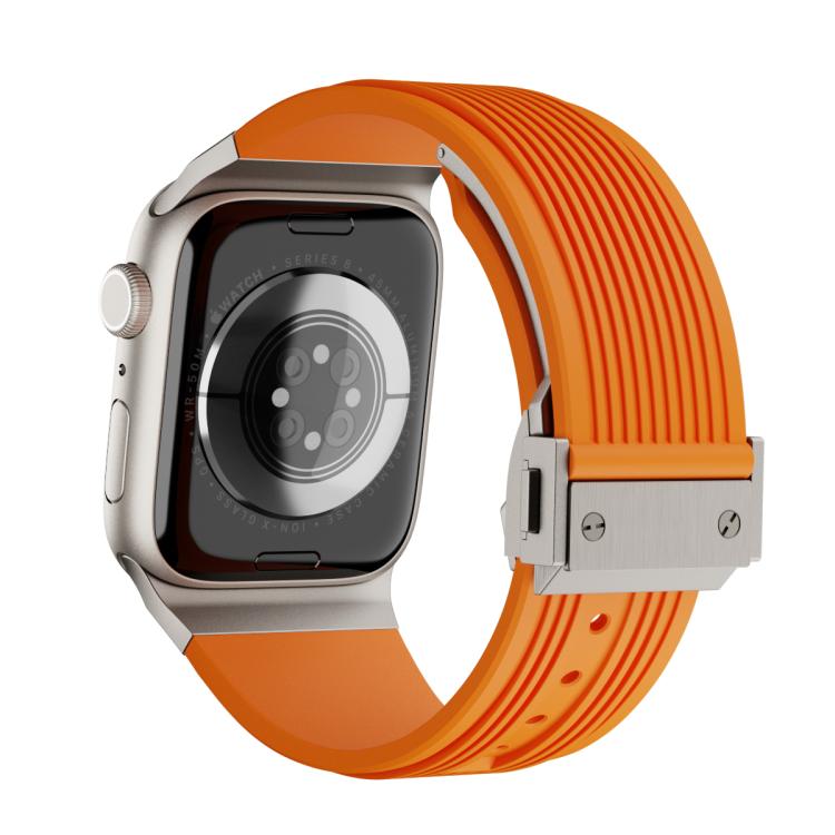 For Apple Watch 42mm / 41mm / 40mm / 38mm Kalebol High Elasticity L-shaped Nail Silicone Strap(Orange) - Watch Bands by Kalebol | Online Shopping South Africa | PMC TechLife | Buy Now Pay Later Mobicred