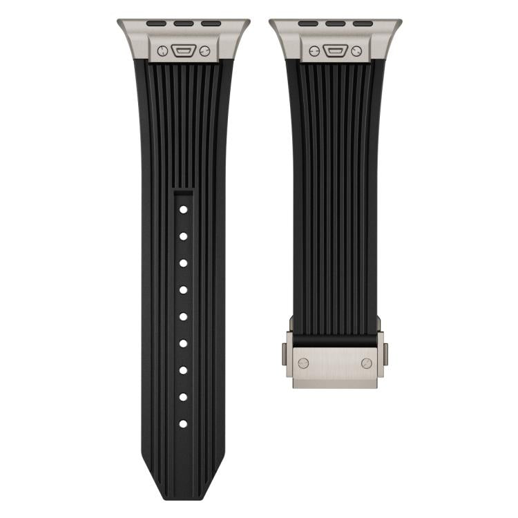 For Apple Watch 42mm / 41mm / 40mm / 38mm Kalebol High Elasticity L-shaped Nail Silicone Strap(Black) - free shipping - PMC TechLife - Order now!