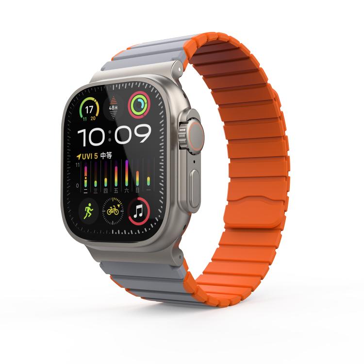 For Apple Watch 42mm / 41mm / 40mm / 38mm Kalebol Magnetic Silicone Strap(Grey Orange) - Watch Bands by Kalebol | Online Shopping South Africa | PMC TechLife | Buy Now Pay Later Mobicred