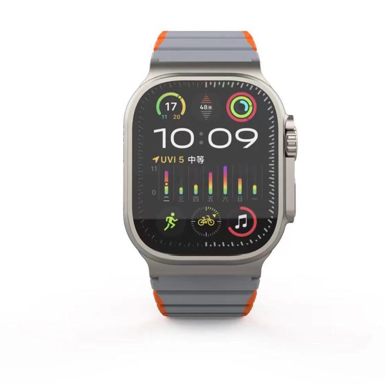 For Apple Watch 42mm / 41mm / 40mm / 38mm Kalebol Magnetic Silicone Strap(Grey Orange) - Watch Bands by Kalebol | Online Shopping South Africa | PMC TechLife | Buy Now Pay Later Mobicred